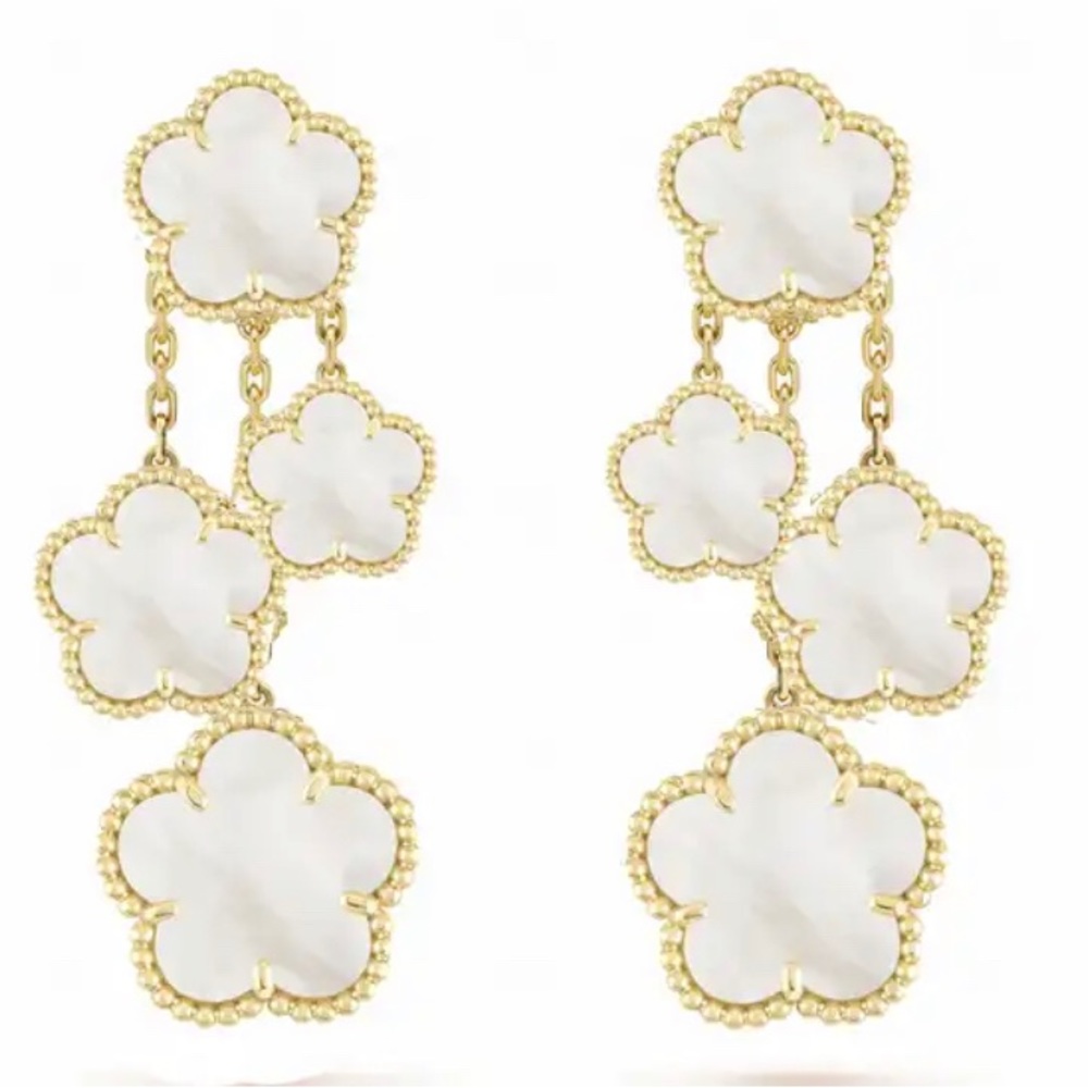 White long asymmetrical earrings